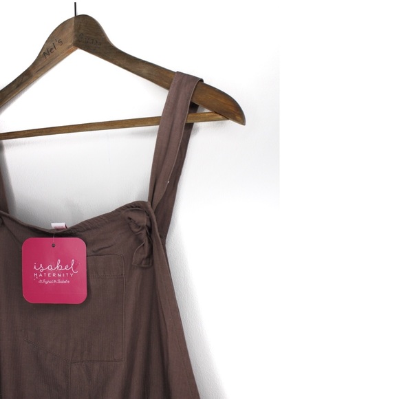 NWT Isabel Maternity by Ingrid & Isabel Knotted Front Brown Maternity Shortall - Picture 4 of 8